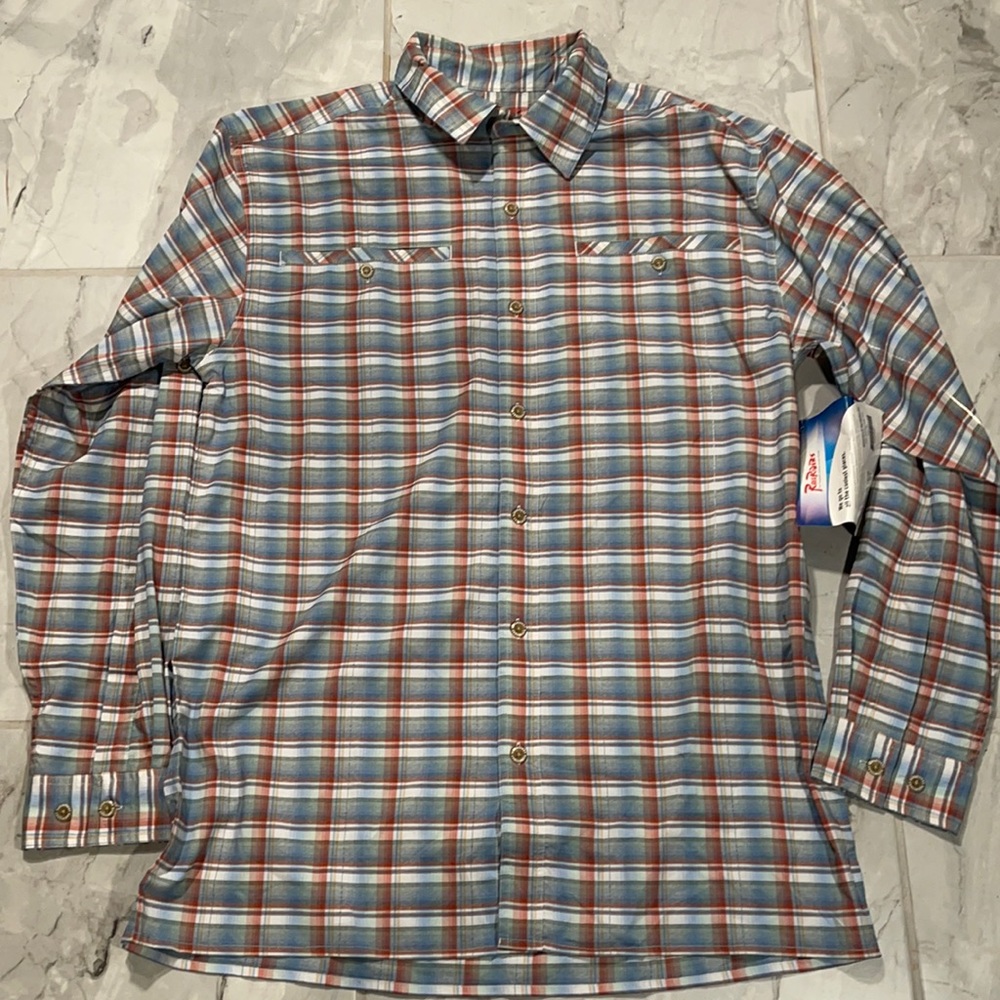 Rail Riders Wayfarer Shirt long sleeve medium flamingo plaid new with tag